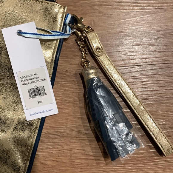 RL - Southern Tide Gold Clutch Tuck a little shimmer with the tasseled - Picture 6 of 8